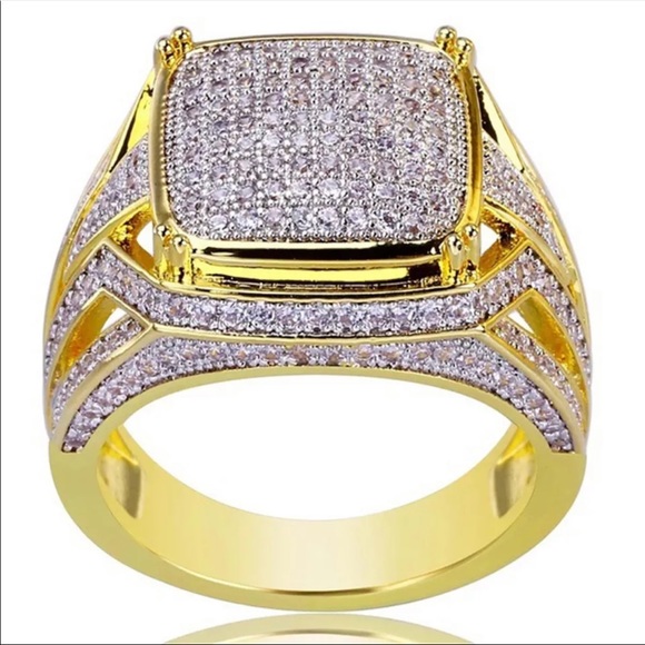 Luxury White Rhinestone Inlay Two Tone Party Ring - Picture 4 of 6
